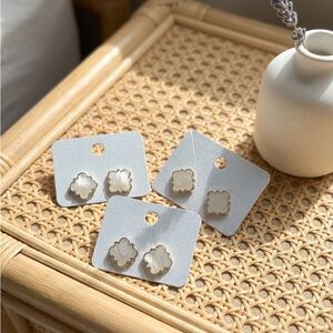 Wholesale Chloe Clover Stud Earrings 18k Gold Plated Earrings in Ivory 3 pairs